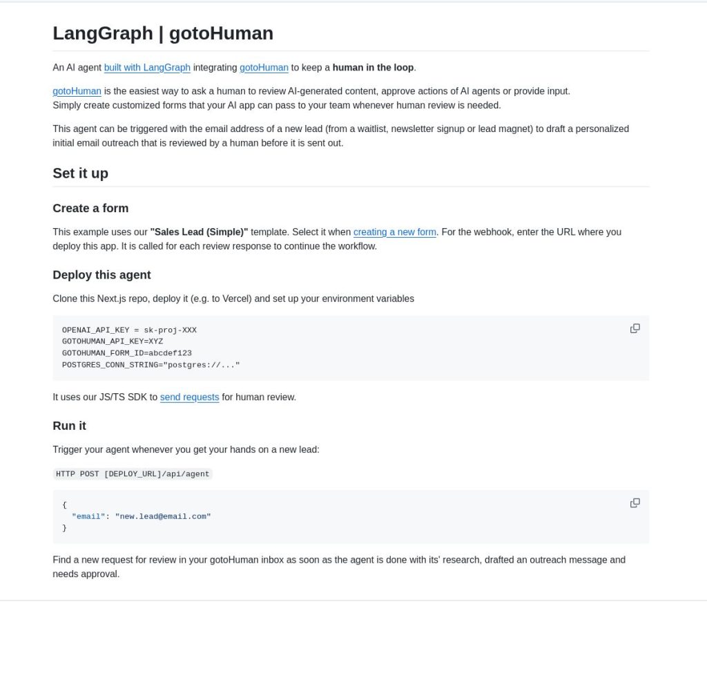 gotoHuman Lead Agent built using LangGraph